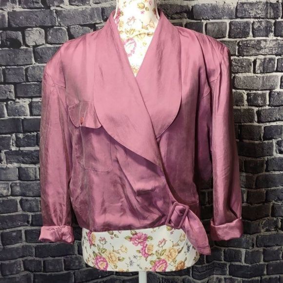 Vintage Diane Gilman Silk Wrap‎ Blouse Sz M - Picture 1 of 9